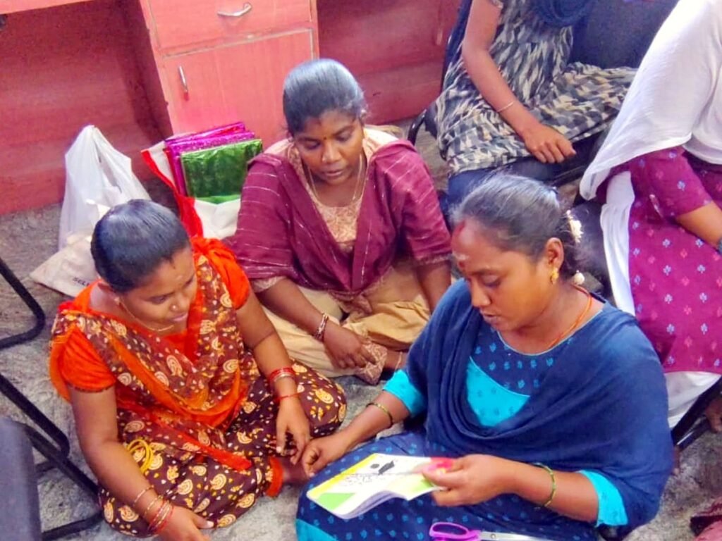 Participants making silk-thread bangles at Bhuvi’s hands-on workshop