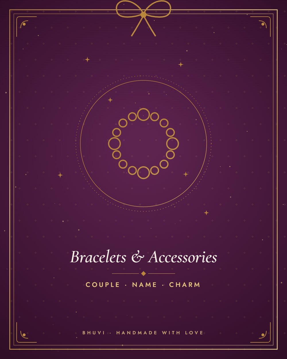 Handmade couple, name and charm bracelets by Bhuvi