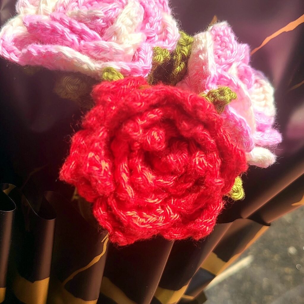 Handmade crochet rose bouquet