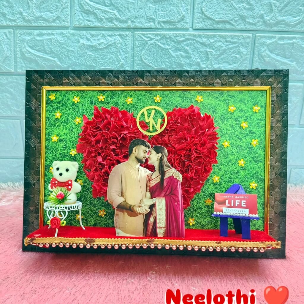 Custom shadow box photo frame with couple theme