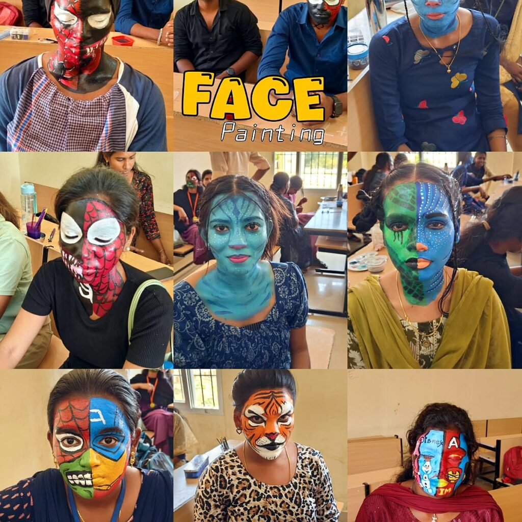 Face painting competition entries at the inter-college event