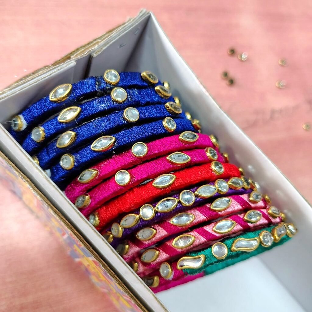 Handmade silk-thread bangles created at the workshop