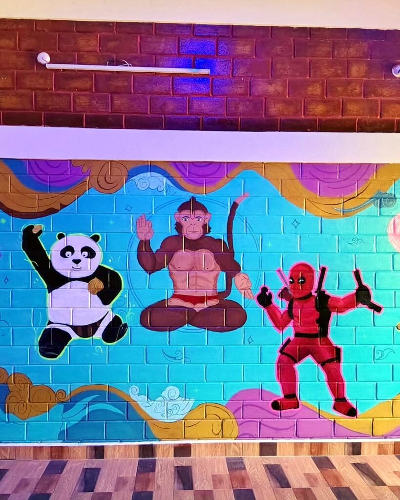 Colourful kids bedroom wall mural by Bhuvi Handmade