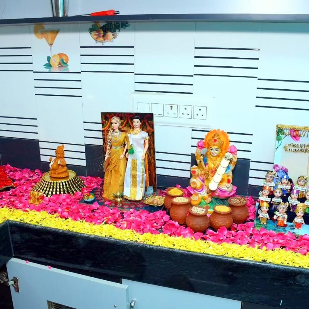 Kitchen decoration for paal kaaichal and housewarming