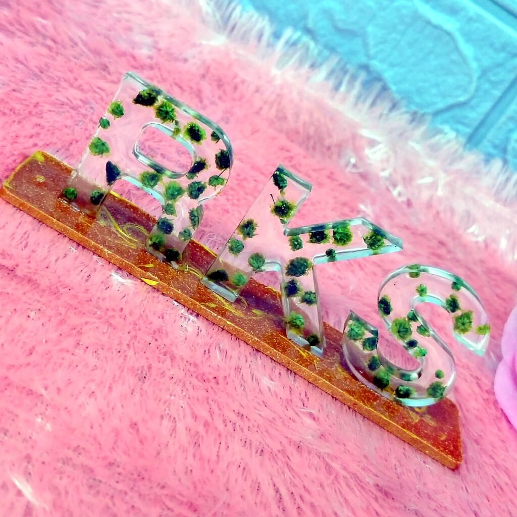 Personalised resin name stand handmade by Bhuvi