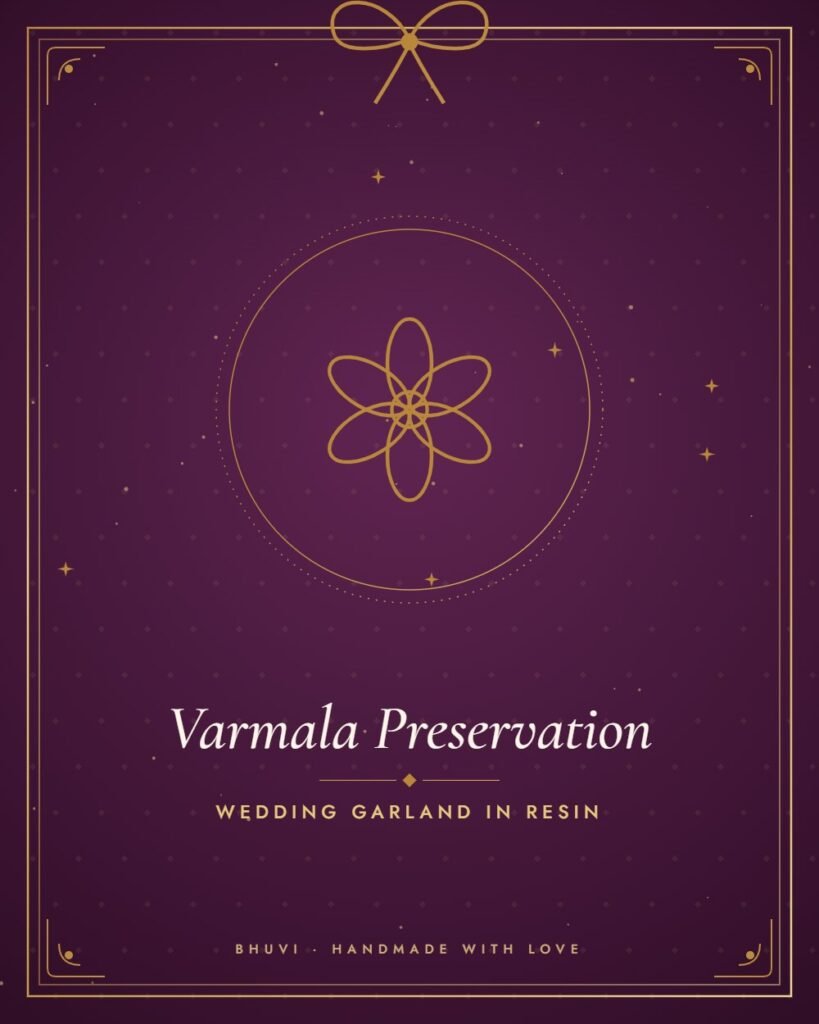 Wedding varmala garland preserved in resin by Bhuvi