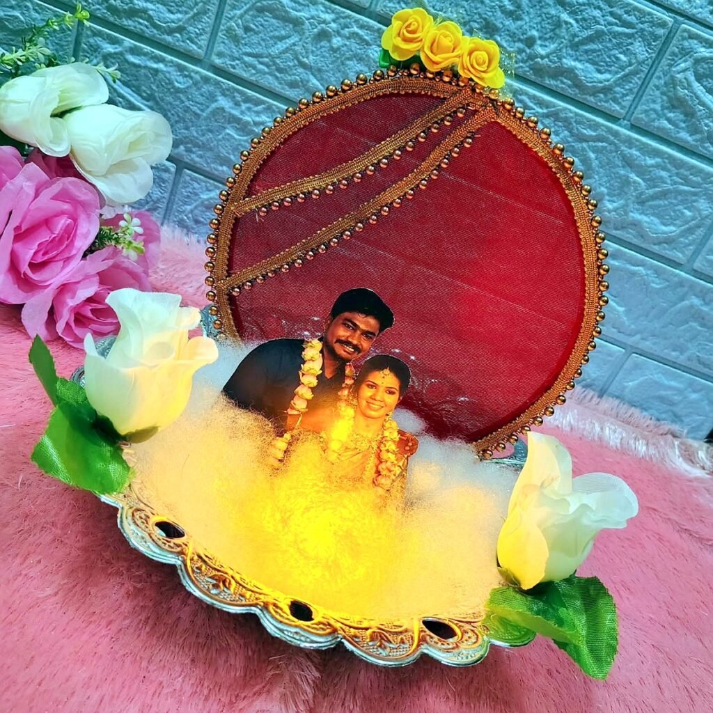 Decorated wedding aarti plate